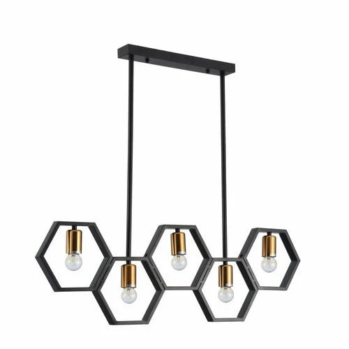 Black Hex Grid Island Chandelier