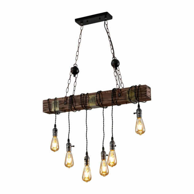 Rustic Timber Beam Linear LED Pendant light