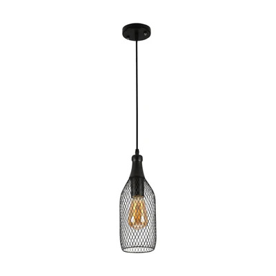 Black Bottle Shaped Mesh LED Pendant Light