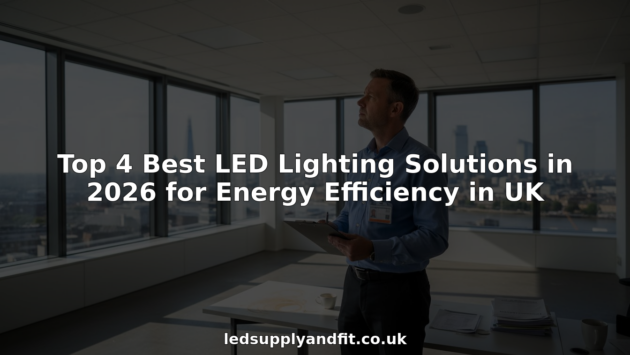 Facilities manager inspecting LED lighting in London office