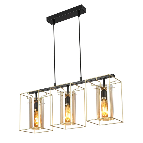 Gold Cage & Glass Cylinder LED Pendant | Multiple Sizes
