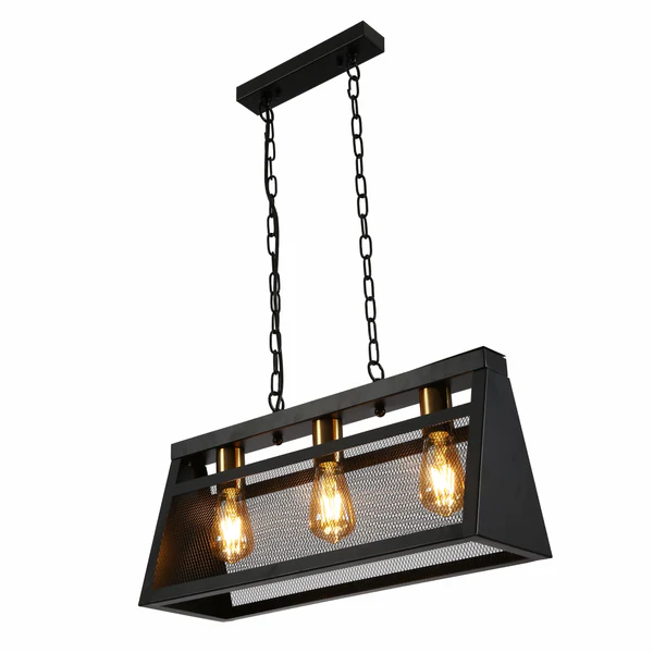 Black Cage Island LED Chandelier