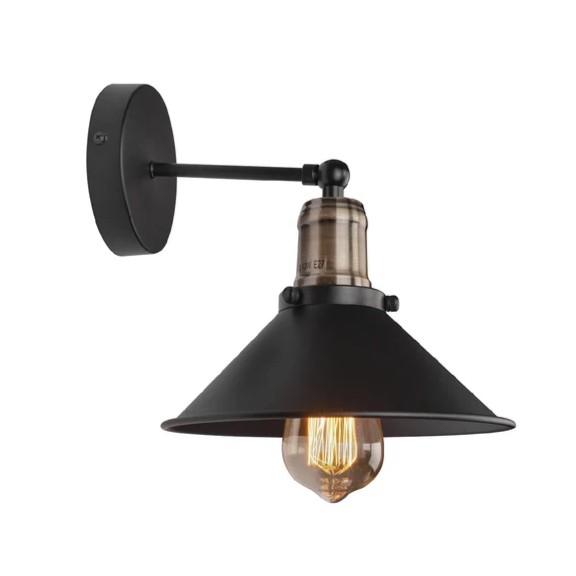 Black Funnel LED Wall Light | Adjustable Head