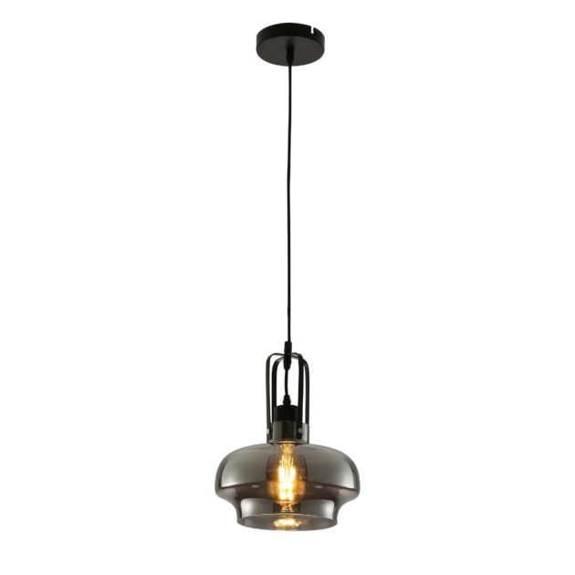 Smoky Black Stepped Retro LED Pendant Light