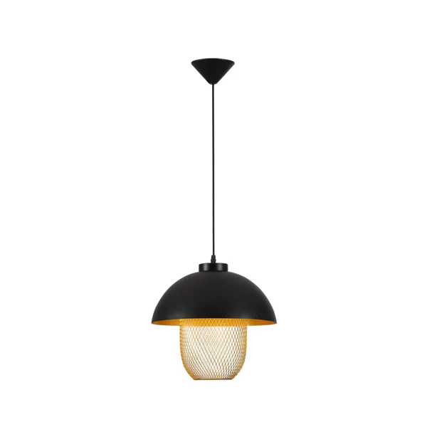 Black & Gold Cage With Shade LED Pendant Light | Multiple Size Options