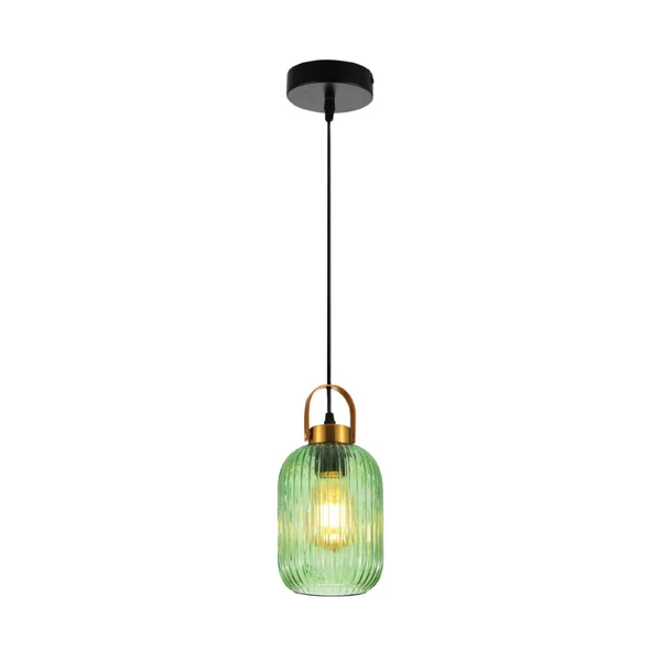Retro Green Ribbed LED Lantern Pendant Light | Multiple Shapes
