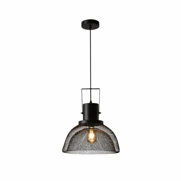 Black Double Mesh Caged Dome LED Pendant Light