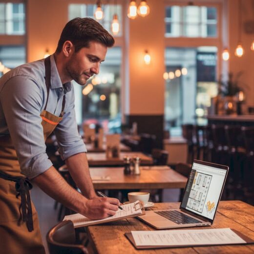 Manager planning restaurant lighting workflow