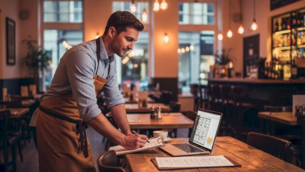 Manager planning restaurant lighting workflow