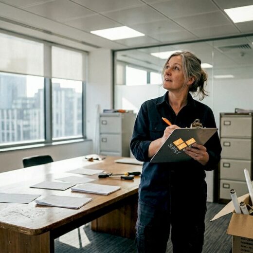 Facilities manager assessing LED lighting upgrade
