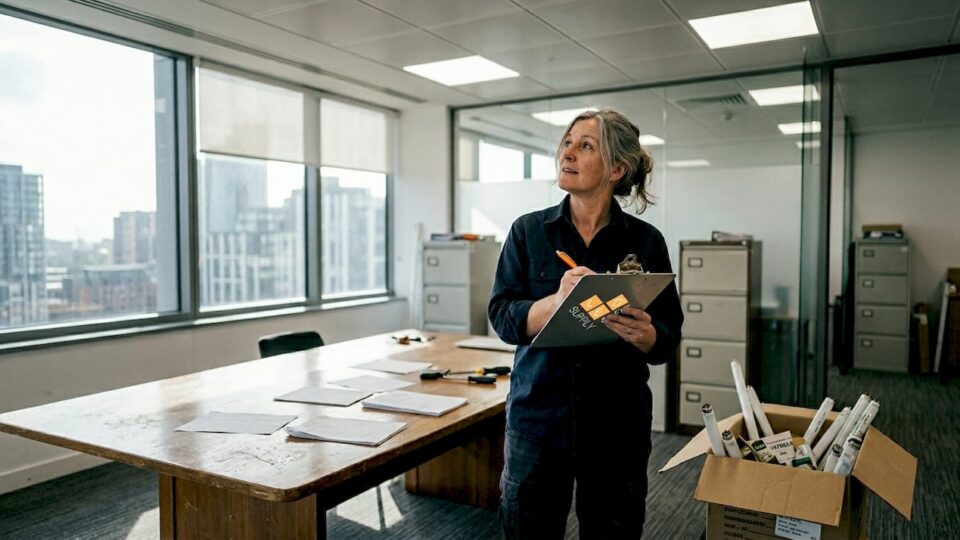Facilities manager assessing LED lighting upgrade