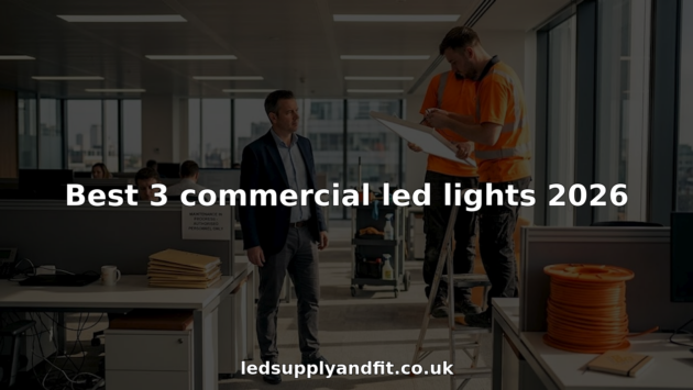 Manager supervising commercial LED lights installation