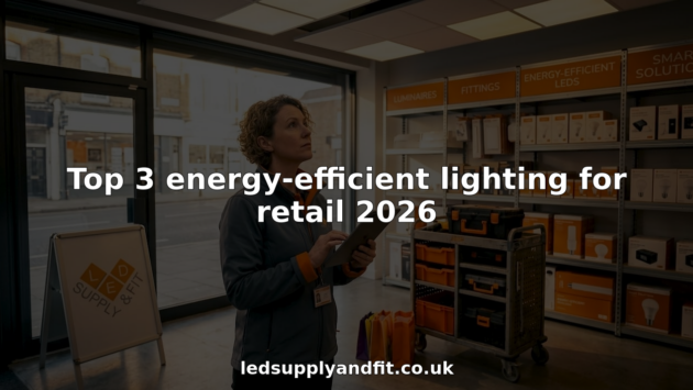 Store manager checks energy-efficient lighting setup
