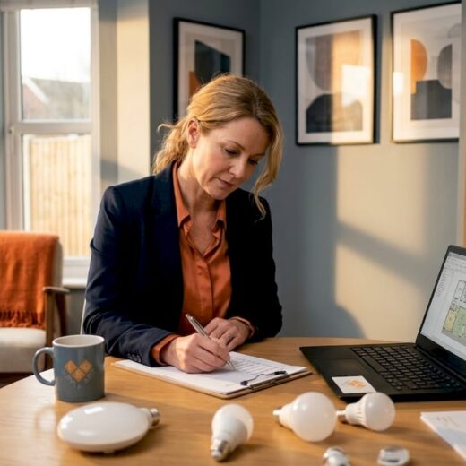 Manager auditing commercial lighting usage