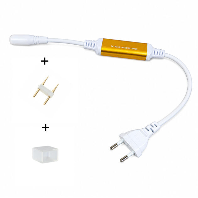2 Pin Connector, Power Cable Rectifier & End Cap | For 230V COB LED Strips | Bundle Product