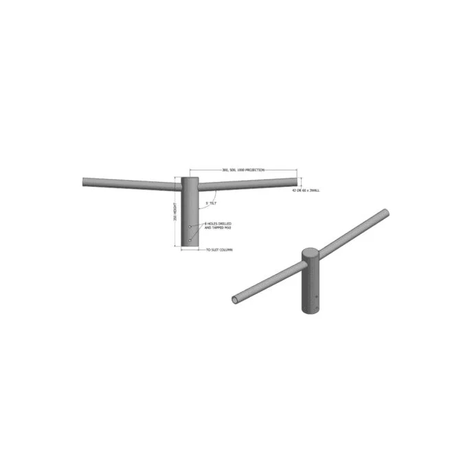 Twin Side Entry Bracket - for LED Street Light 50/60mm projection.